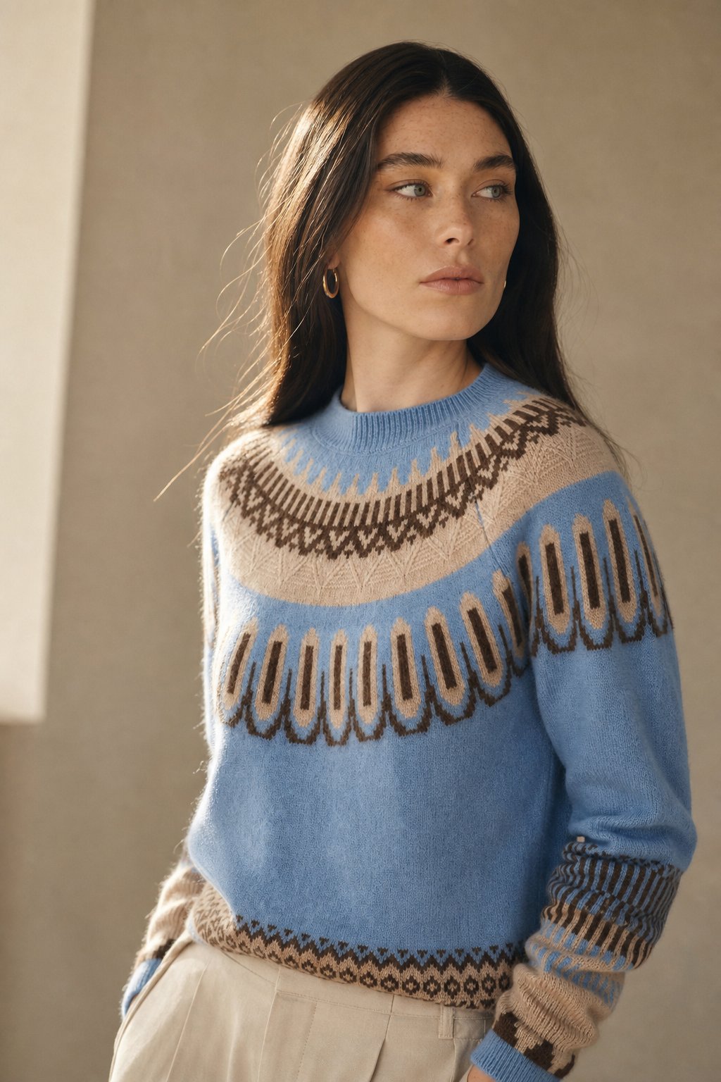 Isla Fair Isle Cashmere Sweater — Blue, banana_republic product shot