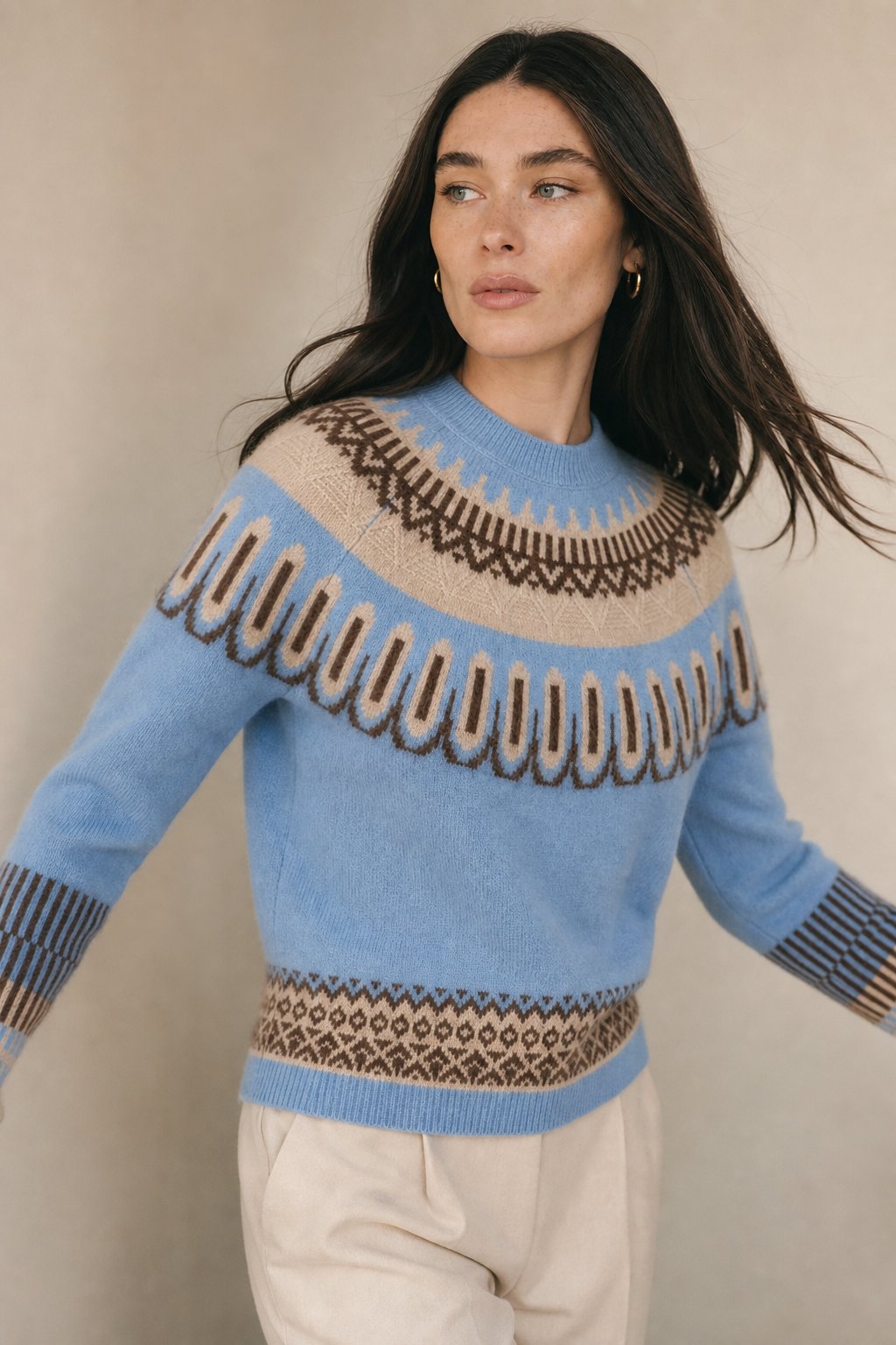Isla Fair Isle Cashmere Sweater — Blue, banana_republic product shot