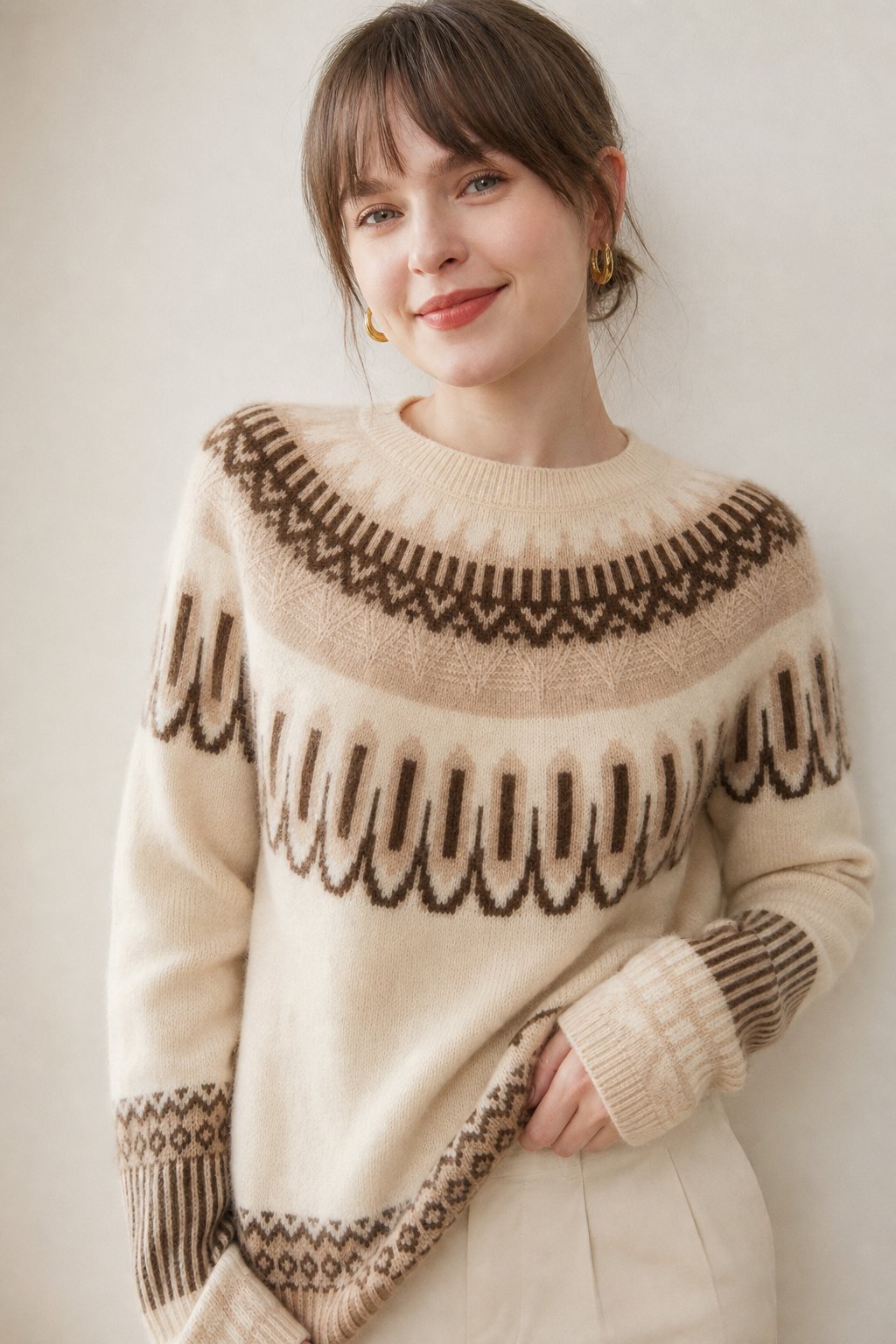 Isla Fair Isle Cashmere Sweater — Beige, banana_republic product shot