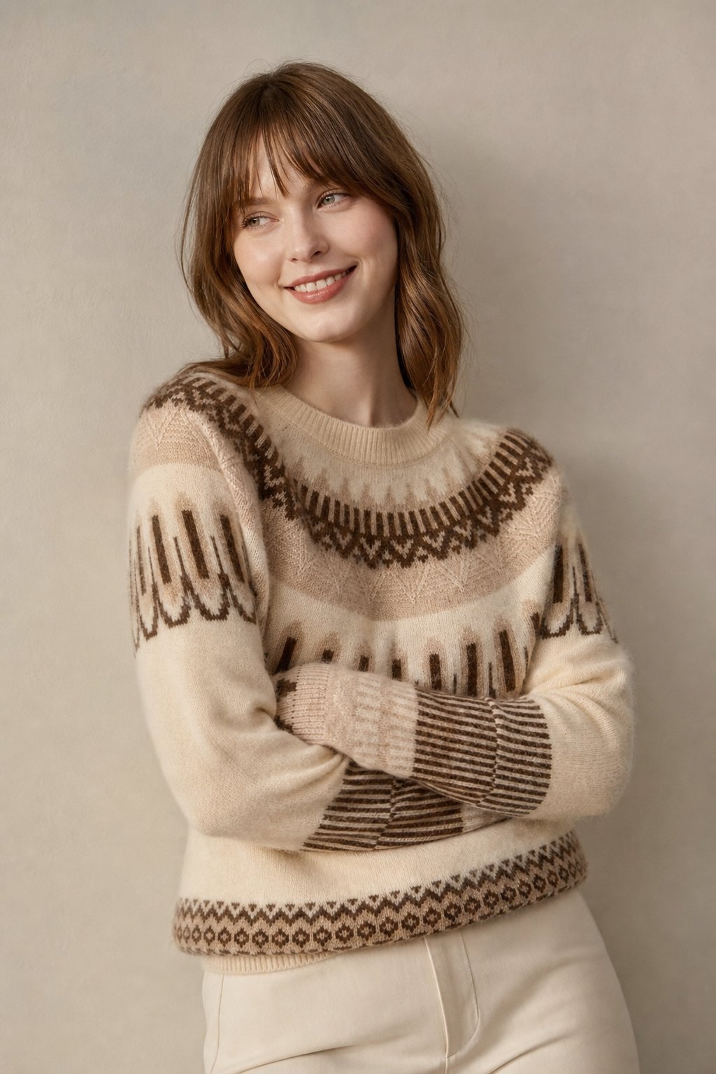 Isla Fair Isle Cashmere Sweater — Beige, banana_republic product shot