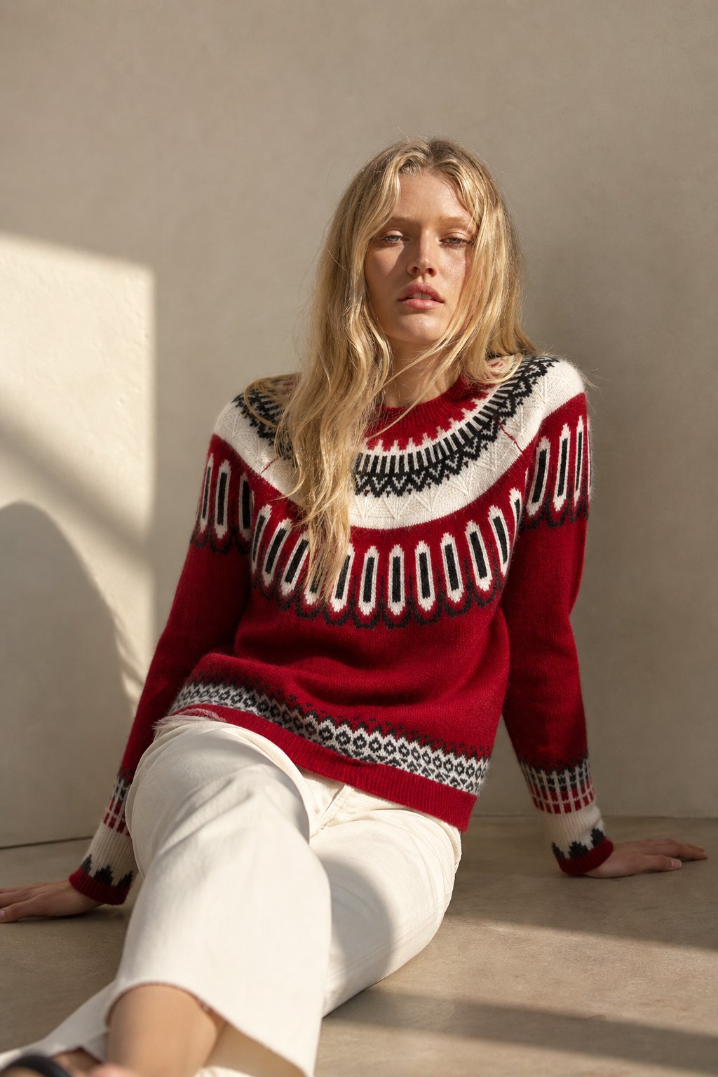 Isla Fair Isle Cashmere Sweater — Red, banana_republic product shot