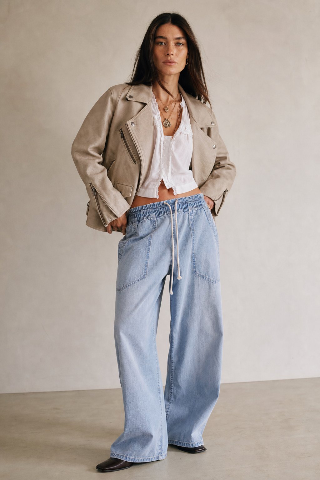 Isla Weekender Drawstring Jeans — Sky, banana_republic product shot