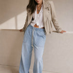 Isla Weekender Drawstring Jeans — Sky, banana_republic product shot