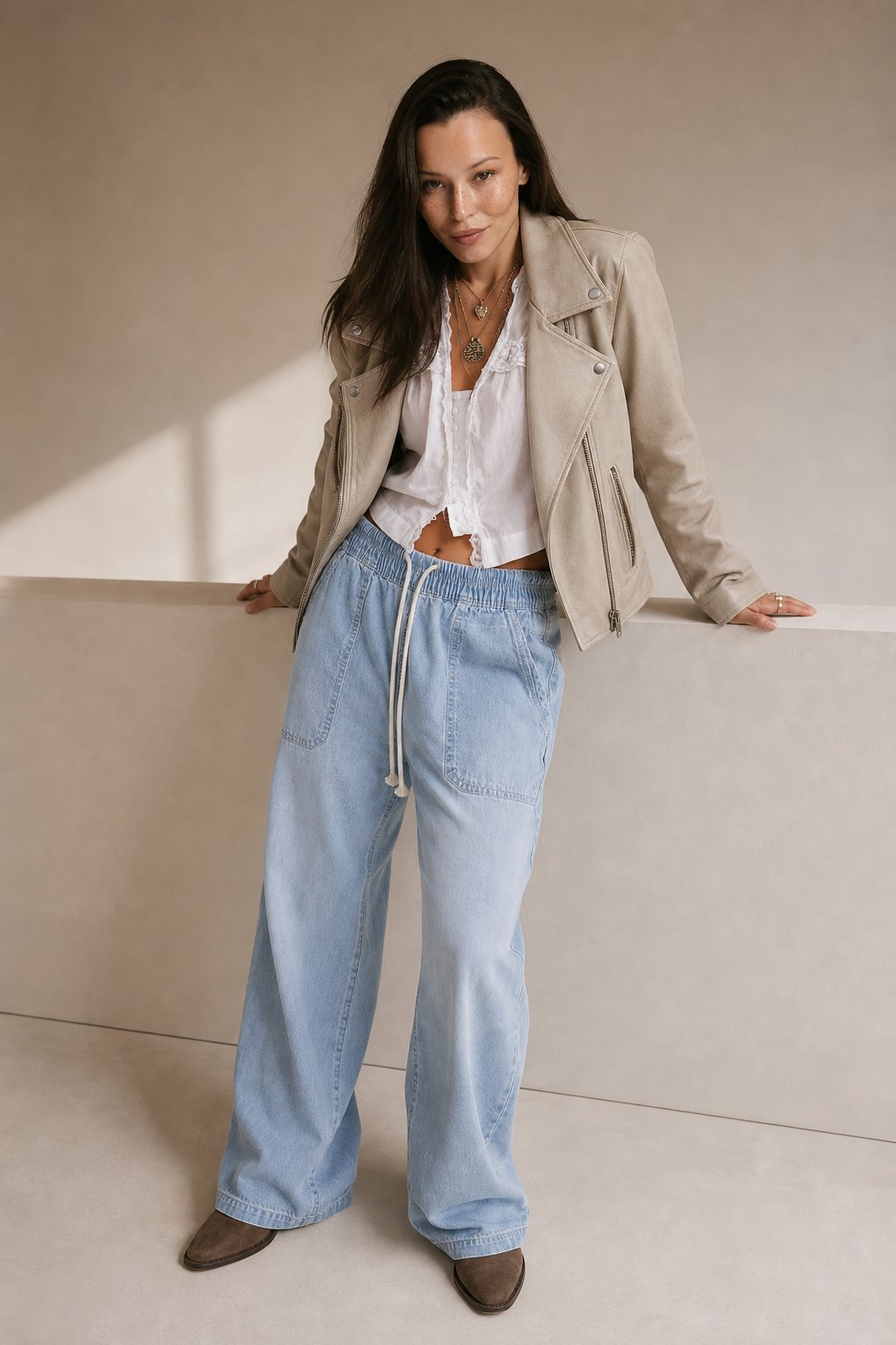 Isla Weekender Drawstring Jeans — Sky, banana_republic product shot