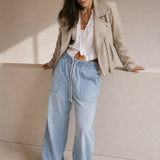 Isla Weekender Drawstring Jeans — Sky, banana_republic product shot