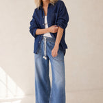 Isla Weekender Drawstring Jeans — Blue, banana_republic product shot