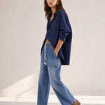 Isla Weekender Drawstring Jeans — Blue, banana_republic product shot