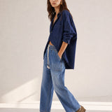 Isla Weekender Drawstring Jeans — Blue, banana_republic product shot