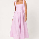 Joséphine Lace-Up Maxi Dress — Pink, studio product shot