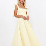 Joséphine Lace-Up Maxi Dress — Yellow, studio product shot