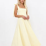 Joséphine Lace-Up Maxi Dress — Yellow, studio product shot