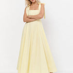 Joséphine Lace-Up Maxi Dress — Yellow, studio product shot