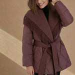 Juliette Fringe Down Coat — Red, banana_republic product shot