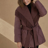 Juliette Fringe Down Coat — Red, banana_republic product shot