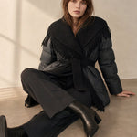 Juliette Fringe Down Coat — black, banana_republic product shot