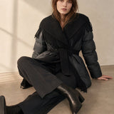 Juliette Fringe Down Coat — black, banana_republic product shot