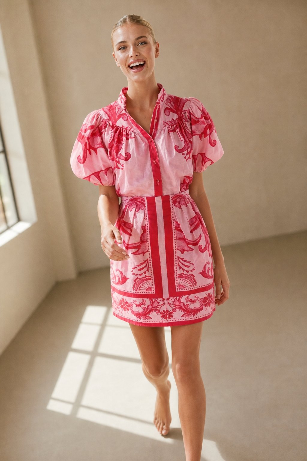 Kelsey Linen Floral Two-piece Dress — Red, banana_republic product shot