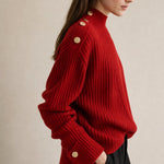 Adèle Oversized Knit Pullover — Red, banana_republic product shot