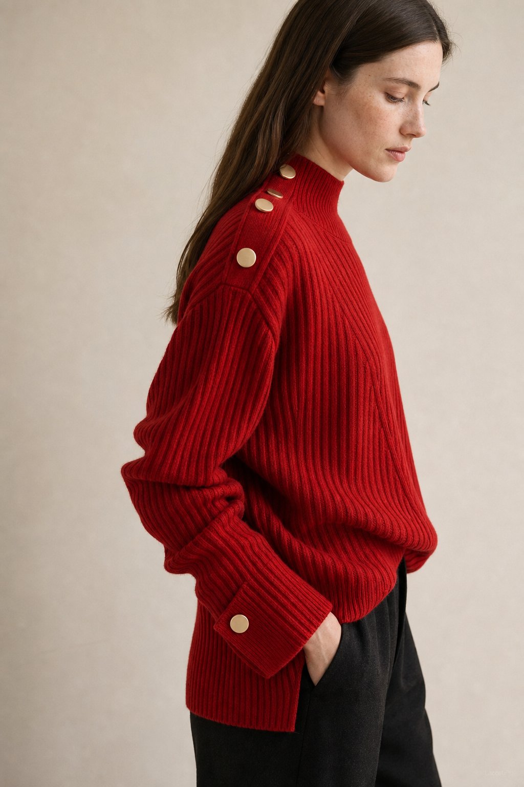 Adèle Oversized Knit Pullover — Red, banana_republic product shot