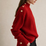 Adèle Oversized Knit Pullover — Red, banana_republic product shot