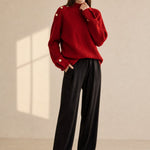 Adèle Oversized Knit Pullover — Red, banana_republic product shot