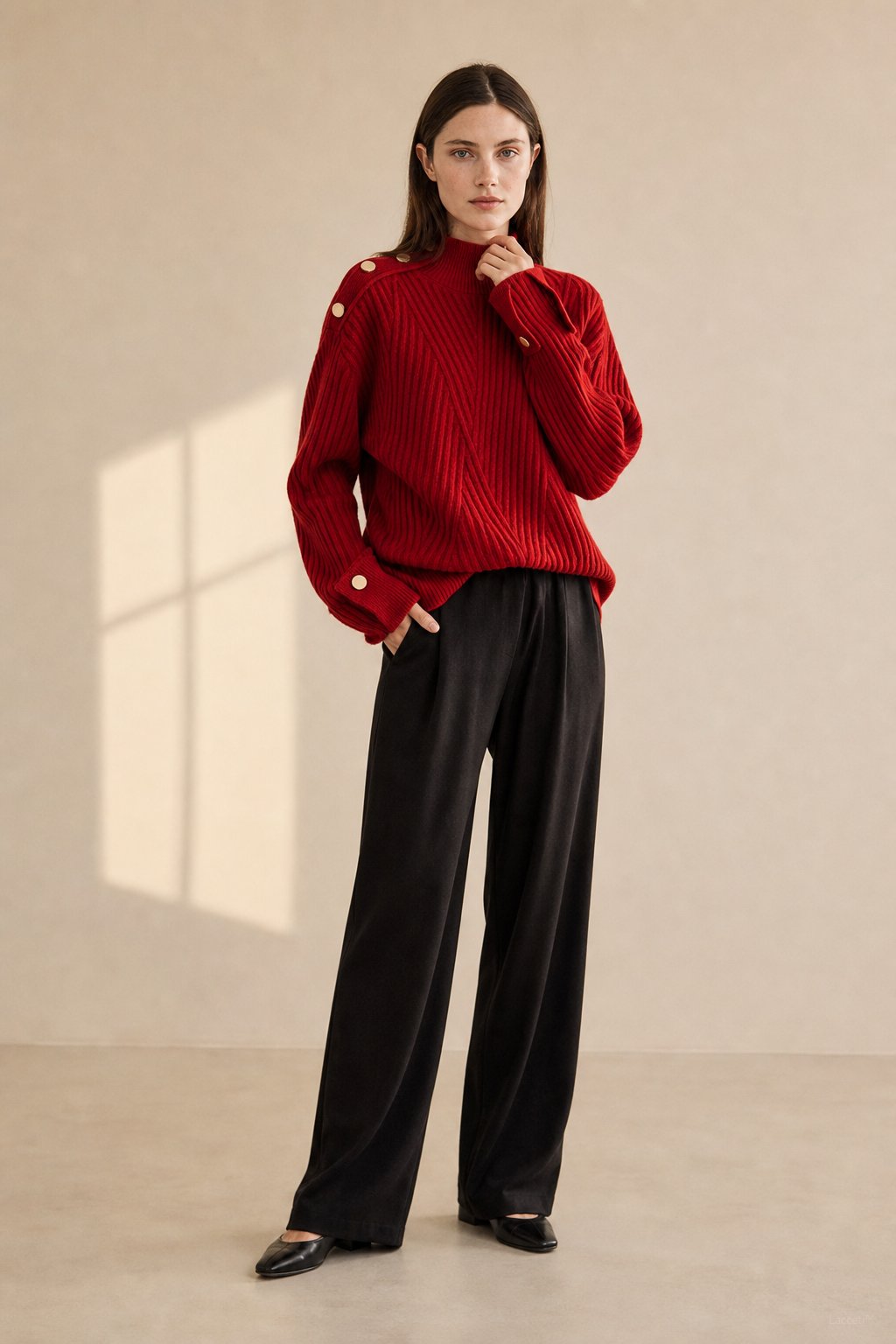 Adèle Oversized Knit Pullover — Red, banana_republic product shot