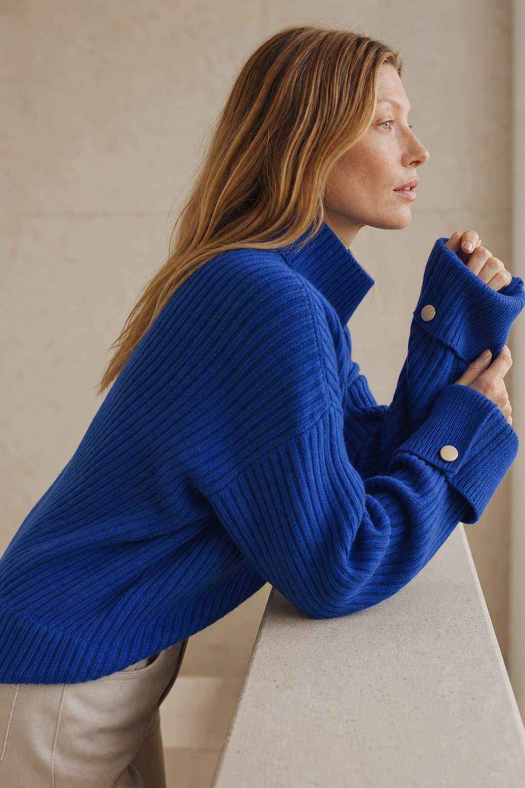 Adèle Oversized Knit Pullover — Blue, banana_republic product shot