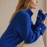 Adèle Oversized Knit Pullover — Blue, banana_republic product shot