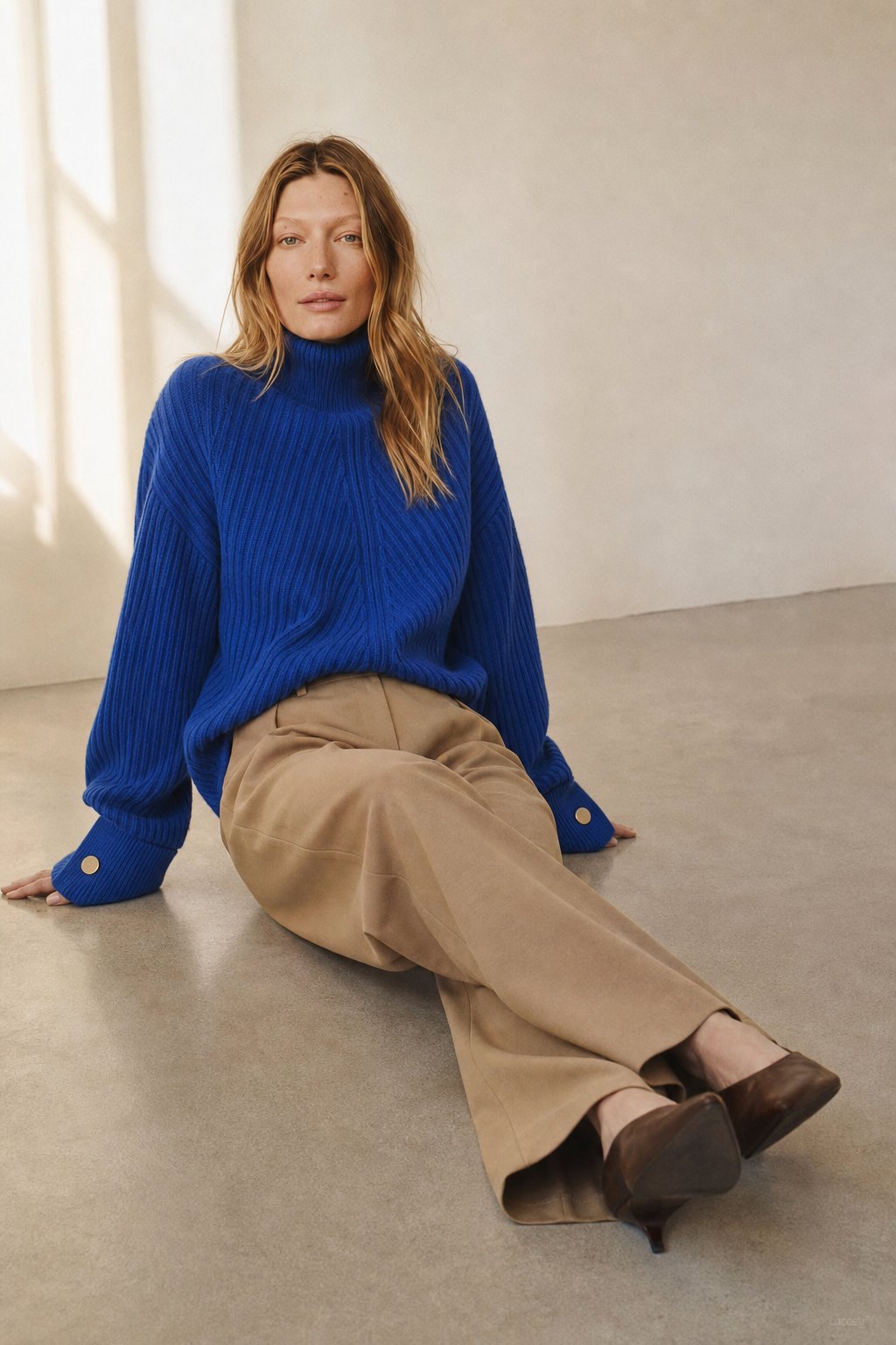 Adèle Oversized Knit Pullover — Blue, banana_republic product shot