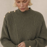 Adèle Oversized Knit Pullover — Olive, banana_republic product shot