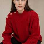 Adèle Oversized Knit Pullover — Red, banana_republic product shot