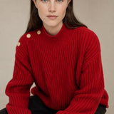 Adèle Oversized Knit Pullover — Red, banana_republic product shot
