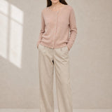 Amélise Asymmetric Cashmere Button Sweater — Pink, studio product shot