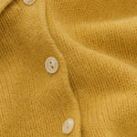 Amélise Asymmetric Cashmere Button Sweater — Yellow, studio product shot