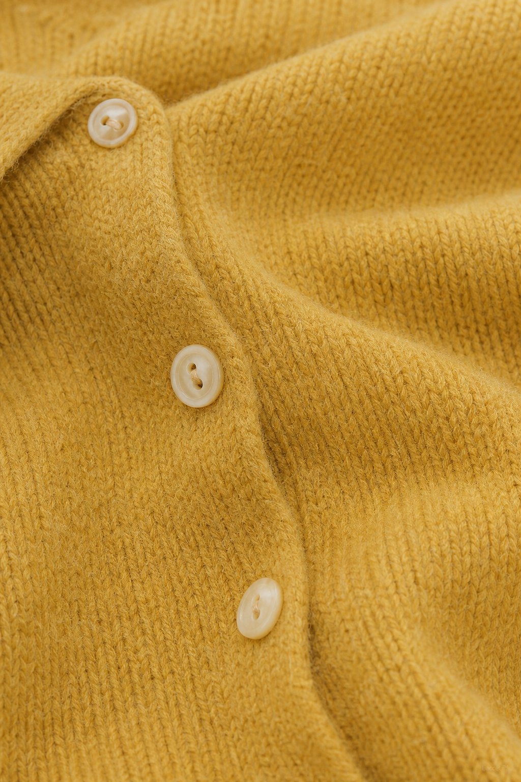 Amélise Asymmetric Cashmere Button Sweater — Yellow, studio product shot