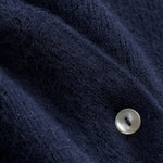 Amélise Asymmetric Cashmere Button Sweater — Navy, studio product shot