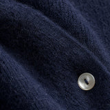 Amélise Asymmetric Cashmere Button Sweater — Navy, studio product shot