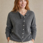 Amélise Asymmetric Cashmere Button Sweater, studio product shot