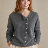 Amélise Asymmetric Cashmere Button Sweater, studio product shot