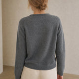 Amélise Asymmetric Cashmere Button Sweater, studio product shot