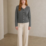 Amélise Asymmetric Cashmere Button Sweater, studio product shot