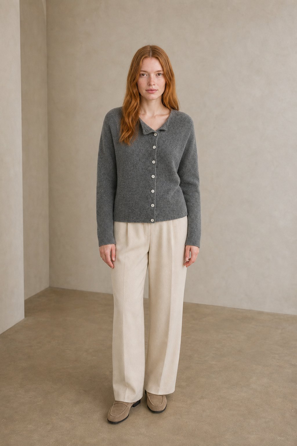 Amélise Asymmetric Cashmere Button Sweater, studio product shot