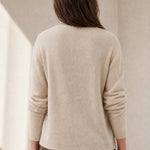 Amélise Asymmetric Cashmere Button Sweater — Khaki, studio product shot