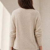 Amélise Asymmetric Cashmere Button Sweater — Khaki, studio product shot