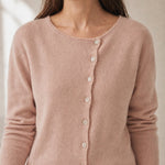 Amélise Asymmetric Cashmere Button Sweater — Pink, studio product shot