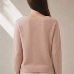 Amélise Asymmetric Cashmere Button Sweater — Pink, studio product shot