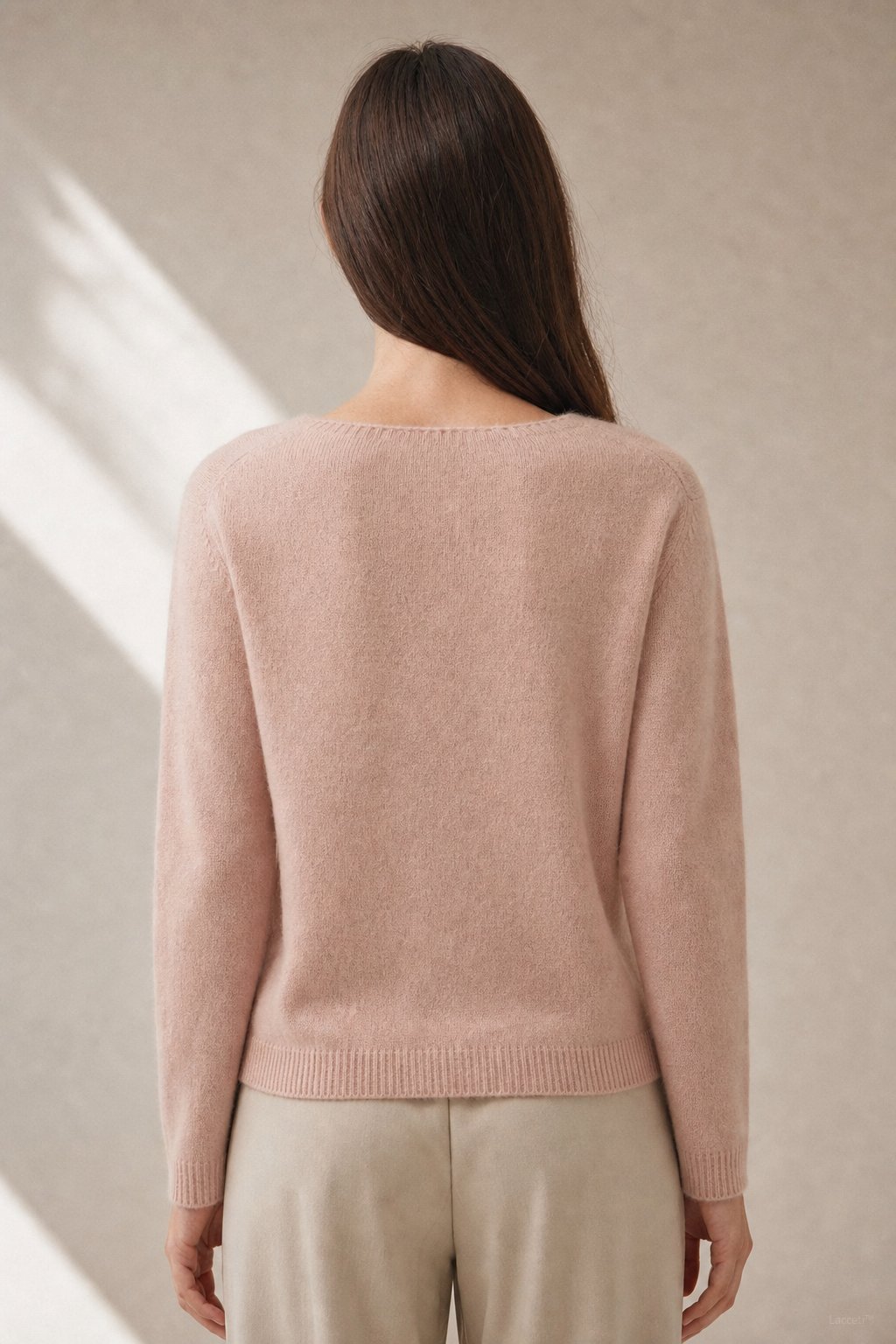 Amélise Asymmetric Cashmere Button Sweater — Pink, studio product shot