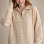 Anouk Quarter-Zip Sweater — Khaki, banana_republic product shot