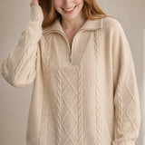 Anouk Quarter-Zip Sweater — Khaki, banana_republic product shot