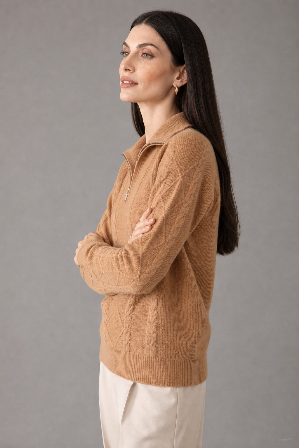 Anouk Quarter-Zip Sweater — Beige, banana_republic product shot